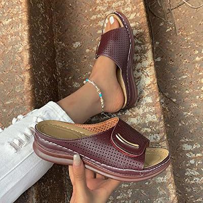 Wedge Sandals for Women Dressy Summer, Womens Open Toe Espadrilles Platform  Sandals Buckle Ankle Strap Wedge Sandals Leather Sandals Casual Low Wedges