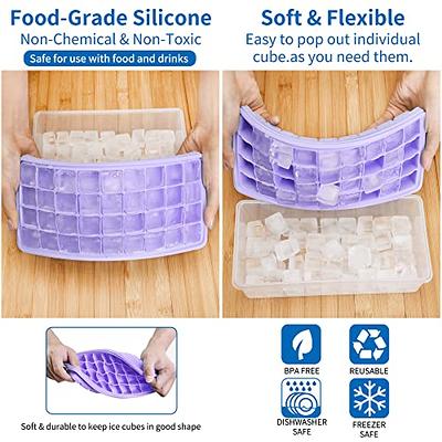 Ice Cube Tray with Lid and Bin, 36 Nugget Silicone Ice Tray for Freezer, Comes with Ice Container, Scoop and Cover