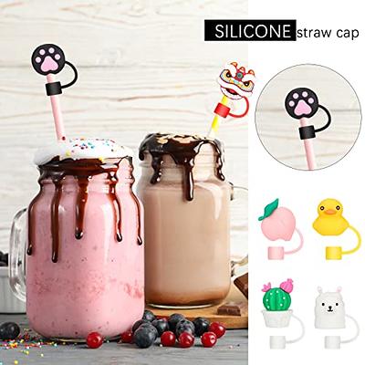 20 Pieces Straw Cover Cap Reusable Silicone Straw Toppers Drinking Straw  Tips Lids for 6-8 mm Cute Straws Plugs (Not include Straw) 