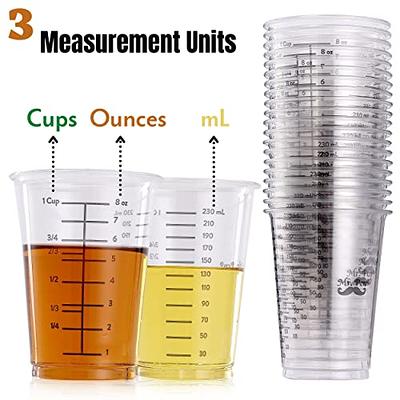 200 Count Disposable Measuring Cups for Resin 8 oz Clear Plastic Epoxy Cups  Reusable Multipurpose Stain Paint Liquid Mixing Cups for Cooking and