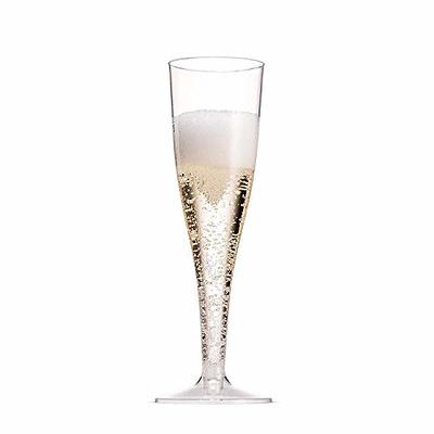 BloominGoods 50 Plastic Gold Rimmed Champagne Flutes, 5.5 oz. Clear Hard  Disposable Party & Wedding Glass