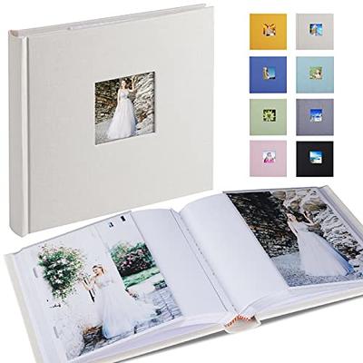 Vienrose Photo Album 4x6 300 Photos Linen Frame Cover with Memo Areas  Photobook Large Capacity Slip-in Pictures Book for Wedding Baby Vacation,  White