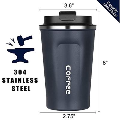 KETIEE Travel Mug, 12oz Insulated Coffee Cup with Leakproof Lid, Vacuum  Stainless Steel Double-Wall Travel Coffee Mug Spill Proof, Reusable Coffee