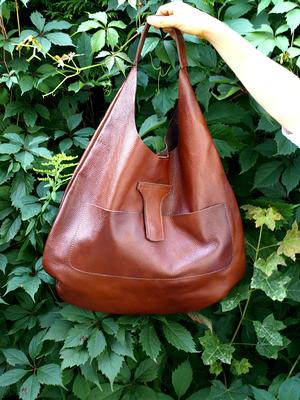 big oversize bag handmade natural leather product made by ladybuq