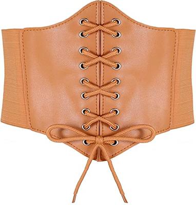 Leather Corset Belt, Brown Lace up Leather Belt, Women Wide Belt