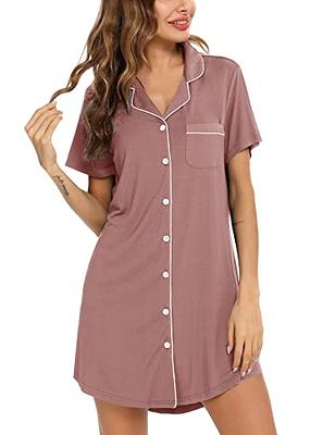 Kindly Yours Women's Maternity Short Sleeve Cotton Modal Nursing Sleep  Dress, Sizes S to 3XL 