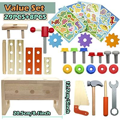 Montessori Mama Wooden Kids Tool Set - 29 Piece Pretend Play Construction  Toy Tools Set - STEM Educational Toy - Toys for Kids Toddler Tool Set