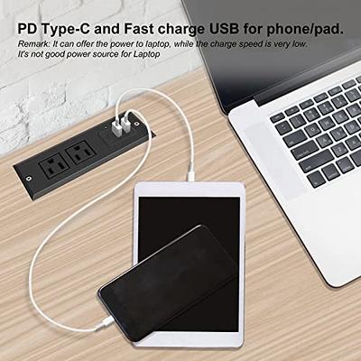 4.75 inch Automatic Pop Up Outlet Socket Retractable Hidden Recessed Power  Strip Socket with 15W Wireless Charger, 3 US Plug 20W Fast Charging 3.6A 2