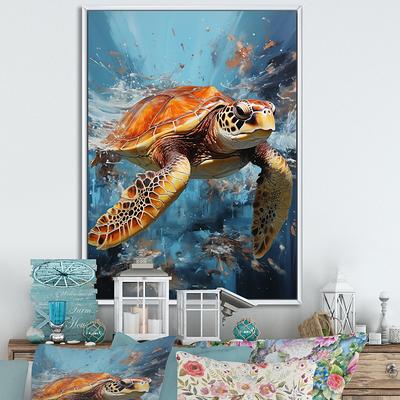 Designart Turquoise Turtle Drips In Ocean II Animals Turtle Framed Wall  Decor - Yahoo Shopping