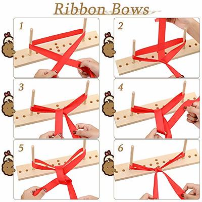 Creproly Bow Maker for Ribbon Wreaths, 2-in-1 Double Sided Wooden Hair Bow  Making Tool for Crafts DIY Decoration for Christmas Halloween Holiday (New