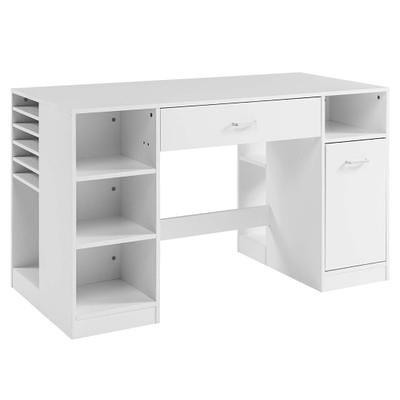 Sewing Craft Table Home Office Computer Desk with Storage Shelves and  Drawer - Costway