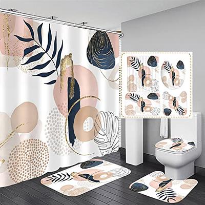 FZDHHY Abstract Mid Century Shower Curtain Set Floral Plant Neutral Bathroom  Minimalist Art Decor Waterproof Bathtub with Carpet Bath Mat Toilet Rugs -  Yahoo Shopping