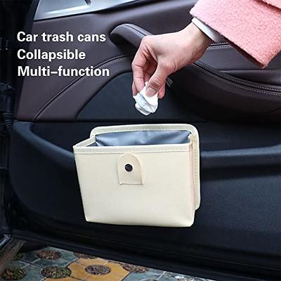 YAKEFLY Mini Car Trash Can,Mini Trashcan with Lid,Portable Leakproof  Vehicle Trash Bin,Diamond Design Car Dustbin Car Dustbin Organizer for Cup