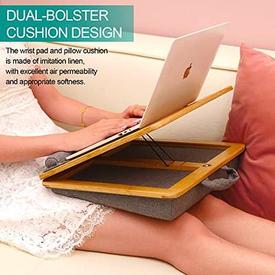  LORYERGO Adjustable Laptop Desk with Cushion, Mouse Pad &  Cellphone Slot - Laptop Stand for Bed & Couch, Riser for Home & Office :  Office Products