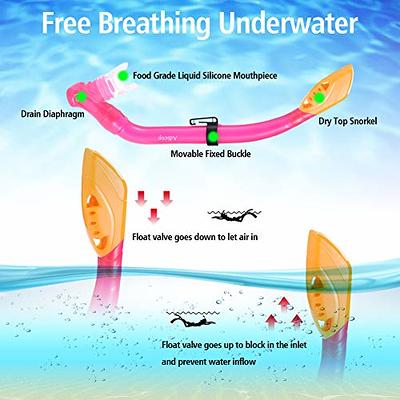 Wave Pink Diving Scuba Mask Fins Snorkeling Combo Set Dry Top Snorkel