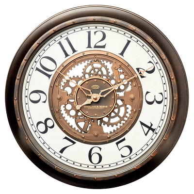 14 Pleated Brass Round Analog Wall Clock Antique Finish - Hearth