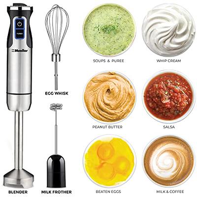 MuellerLiving Hand Blender, Immersion Blender, Hand Mixer with Attachments:  Stainless Steel Blade, Whisk, Milk Frother - Yahoo Shopping