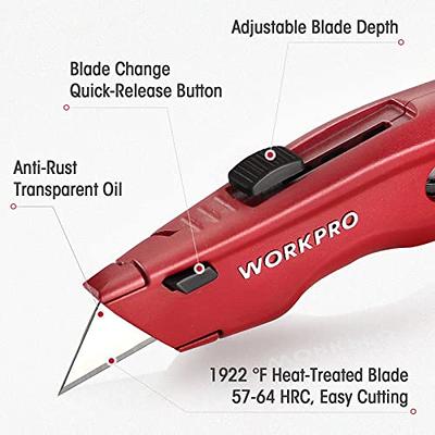 WORKPRO Premium Utility Knife, Retractable All Metal Heavy Duty Box Cutter,  Quick Change Blade Razor Knife, with 10 Extra Blades, Set of 3 (Black, Red,  Blue) - Yahoo Shopping