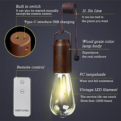 PINSAI LED Camping Lantern,Rechargeable Retro Metal Camp Light,Battery  Powered Hanging Vintage Lamp ,Portable Waterpoor Outdoor Tent Bulb,  Emergency