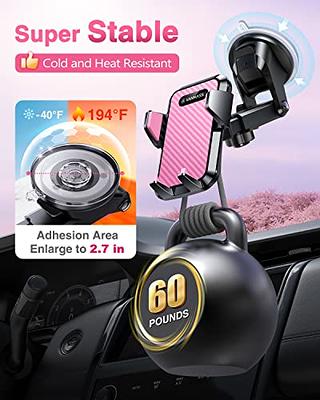 VANMASS 2024【Strongest Suction & Military-Grade】 Car Phone Mount 【Patent &  Safety】Ultimate Cell Phone Holder Handsfree Stand for Dash Windshield Vent  for iPhone 15 Pro Max 14 13 Android & Truck, Pink 