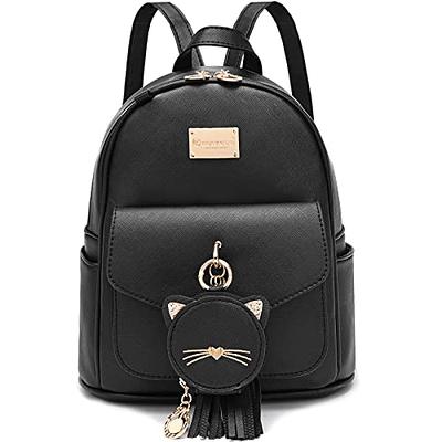 Women's Black Backpack Purse Large Capacity Zipper Closure Bear Pendant PU  Leather Anti-thef Fashion Shoulders Satchel Bags - Walmart.com