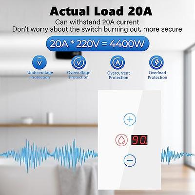 YIFAN 20A Smart WiFi Water Heater Switch, Voice Control Smart Touch Wall  Switch with Timer, Smart Life/Tuya APP Remote Control, Compatible with  Alexa Echo and Google Home, White: : Tools & Home