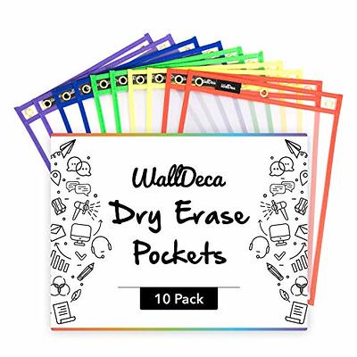 30 Packs Dry Erase Pockets Sleeves - 10 Assorted Colors with 2 Rings - Dry  Erase Sheets Reusable - 10x14 Ticket Holders, Clear Pocket Sleeves for