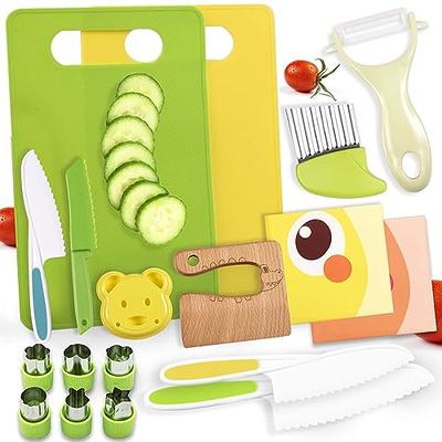 8 Pcs Wooden Kids Kitchen Cutter Set Include 4 Toddler Safe