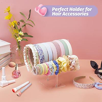 Round Acrylic Scrunchie Organizer Holder Hair Ties Display Stand