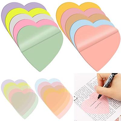 500 Pcs Transparent Sticky Notes Cute Heart Translucent Sticky