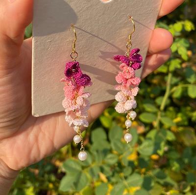 4 Shades Of Pink Ombre Flower Cluster Crochet Dangle Earrings/Microcrochet/14K  Gold/Gift For Her/Knitting Handmade Jewelry - Yahoo Shopping