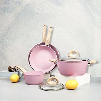 NutriChef Nonstick Cooking Kitchen Cookware Pots and Pans, 20 Piece Set,  Pink