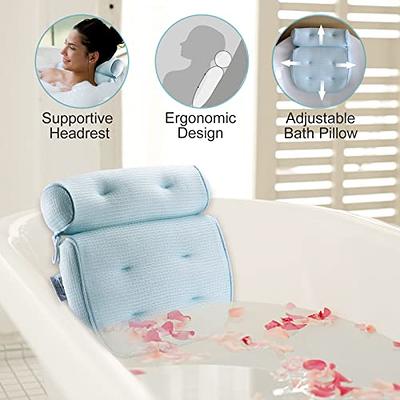 Idle Hippo Bath Pillow Bathtub Pillow, Bath Pillows for Tub Neck and Back  Support with 6 Non-Slip Suction Cups, Ergonomic Bath Tub Pillow Headrest