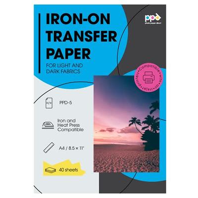 PPD Inkjet PREMIUM Iron-On Dark T Shirt Transfers Paper LTR 8.5x11 pack of  5