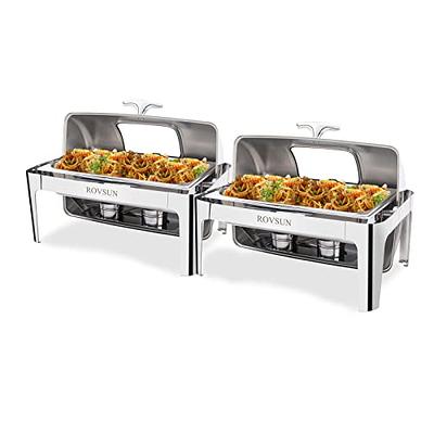 GRANDMA SHARK Chafing Dish Buffet Set, Food Warmers for Parties 2 Packs 8QT  Stainless Steel Rectangular Chafers and Buffet Warmer with Alcohol Furnace