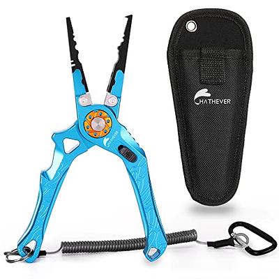 SAMSFX Fishing Pliers Fishing Gear with Rubber Handle, Lanyard