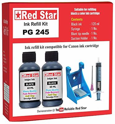 Red Star Black Ink Refill kit with Suction Prime Holder Suitable for Canon  Pixma PG 210, 240, 243, 245 Black Ink Cartridge with 120 ml Ink & Ink  Filling Syringe with Blunt tip Needle - Yahoo Shopping