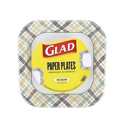 Glad Square Disposable Paper Plates for All Occasions, Soak Proof, Cut  Proof, Microwaveable Heavy Duty Disposable Plates