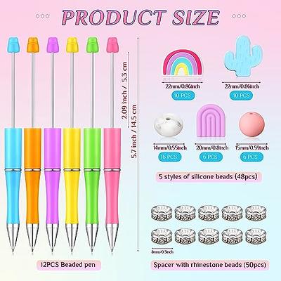 Tigeen 12 Pcs Plastic Beadable Pens Bulk with Rich Silicone Beads and Spacer  Beads Assorted Beaded Pens Black Ink Ballpoint Pens Colorful Silicone Beads  for DIY Crafts(Rainbow) - Yahoo Shopping