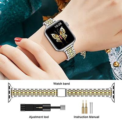 Lelong Slim Watch Band Compatible with Apple Watch Band 38mm 40mm 41mm 42mm 44mm 45mm 49mm Women & Men, Stainless Steel Mesh Loop Magnetic Clasp