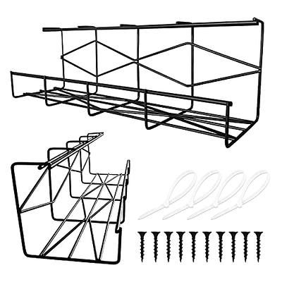 Tyrkuiy No Drill Under Desk Cable Management Tray, Desk Wire Management  Cable Tray Sturdy Metal Wire