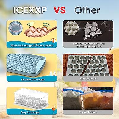 ICEXXP Ice Cube Trays for the Freezer with Lids, Silicone freezer molds  with Ice Box, 4 Pack Ice Trays with Ice Container, Stackable Ice Tray with