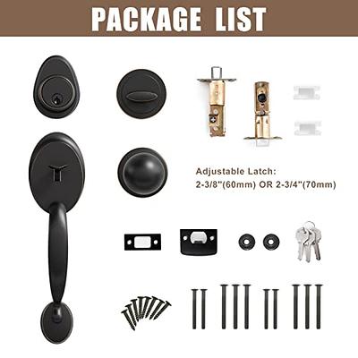 Natsukage Front Door Handle Front Door Lock Set Entrance Handle Set with  Lock Heavy-Duty Entry Door Lock Set with Deadbolt and Lever Handle  Reversible for Right & Left Handed (Aged Bronze,Antique) 