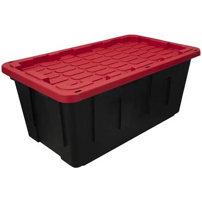 NUrii 40 Gallon Snap Lid Plastic Storage Bin Container, Black with Red Lid,  Set of 3 Big Plastic Storage Box - Yahoo Shopping