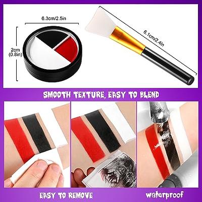 Scary Clown Makeup Black White Red Face Body Paint Cream with Brush,  Special Effect SFX Halloween Makeup Kit Face Paint for Professional  Halloween