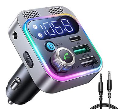 Nulaxy Bluetooth FM Transmitter for Car, Wireless Car Bluetooth Adapter  V5.0 with Big Color Screen, Support Hands-Free Call, Siri&Google, MP3 Music