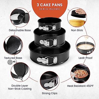 HIWARE Springform Pan Set of 3 Non-stick Cheesecake Pan, Leakproof Round  Cake Pan Set Includes 3 Pieces 6 8 10 Springform Pans with 150 Pcs