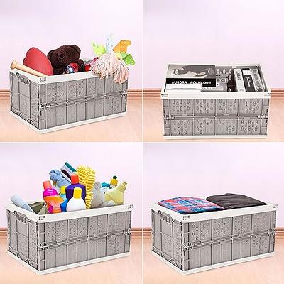 Domiella 2-Pack Crates for Storage, Storage Crates Plastic Stackable,  Collapsible Folding Crate for Office Home Kitchen Bedroom Bathroom (Large