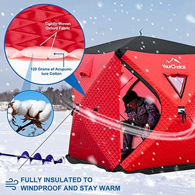 Your Choice Pop Up 3-4 Person Ice Fishing Shelter, Fully Insulated Ice  Fishing Shelter, with