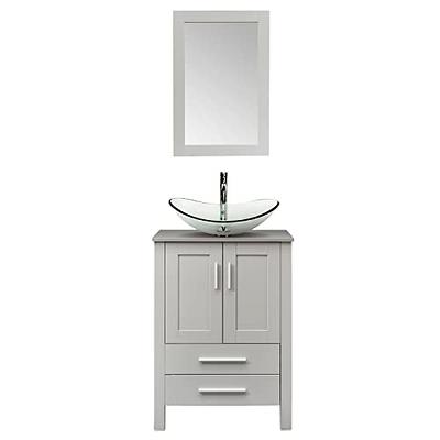 LUMISOL 21.6 Small Bathroom Vanity with Sink, Modern Bathroom Vanity Set  with Left Storage Cabinet, Solid Wood Bathroom Cabinet with Ceramic Vessel  Sink, No Back Panel - Yahoo Shopping